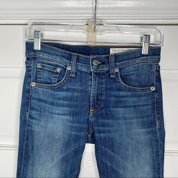 Rag & Bone Ankle Skinny Jeans Raw Ankle Hem Medium Wash Cln Lly Dale Size 25 - Picture 3 of 12